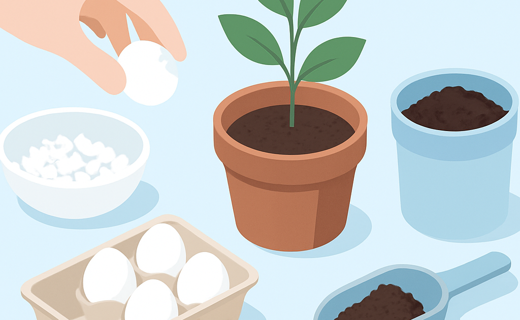 Ilustracao BoraDicas tutorial como adubar plantas com casca de ovo e borra de cafe