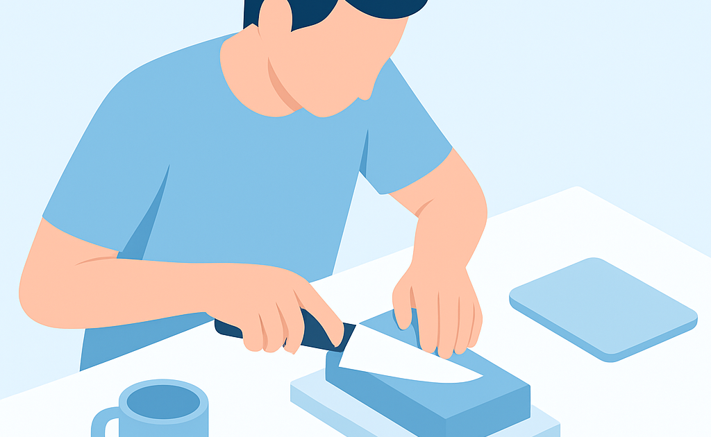 Ilustração BoraDicas tutorial como afiar faca em casa com pedra