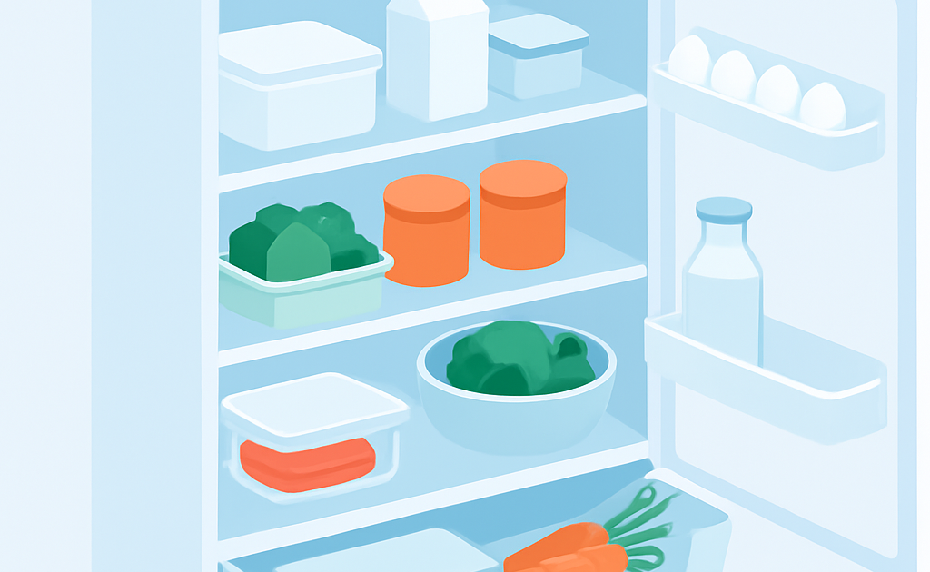 Ilustracao BoraDicas tutorial como conservar alimentos na geladeira com organizacao