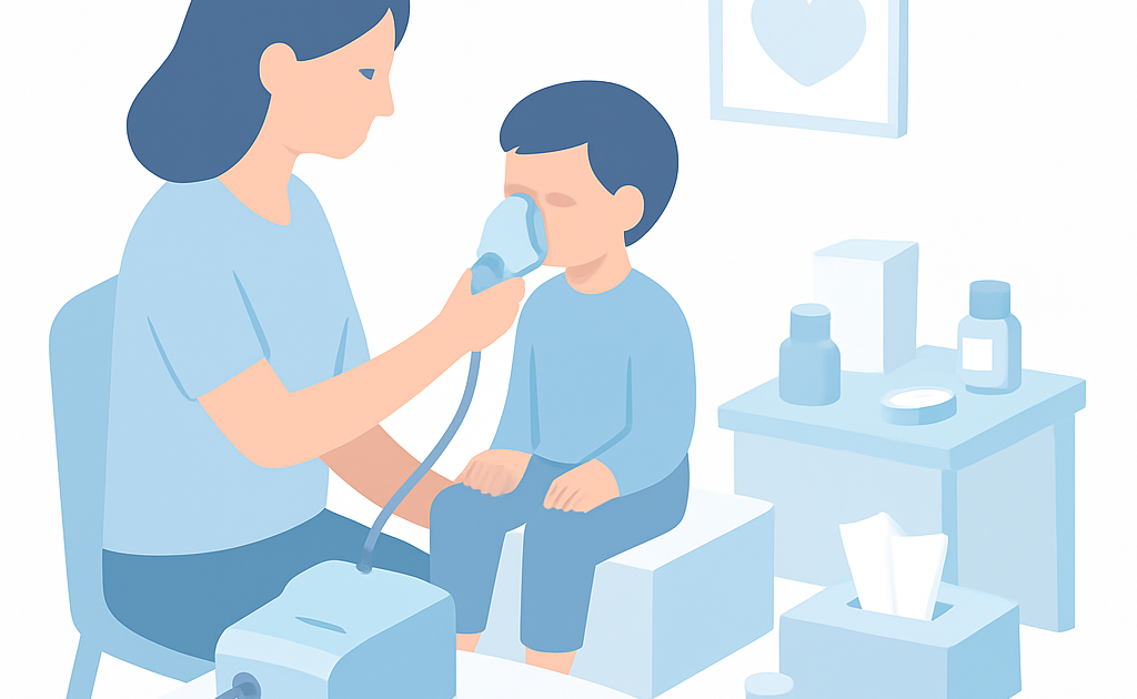 Ilustração BoraDicas tutorial cuidados com criança asmática em casa