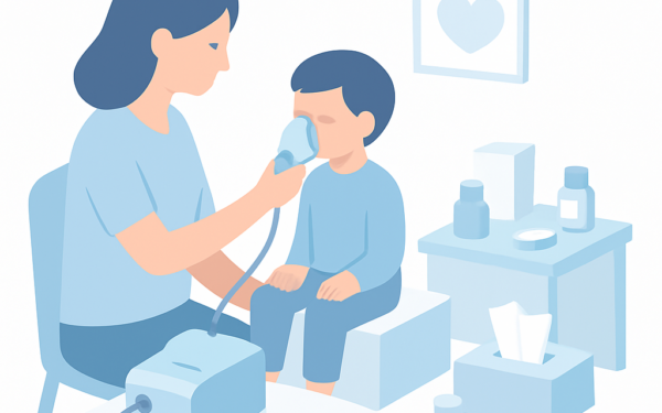 Ilustração BoraDicas tutorial cuidados com criança asmática em casa