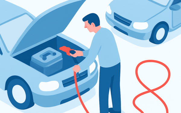 Ilustracao BoraDicas tutorial como dar partida em carro com bateria fraca usando cabo jumper