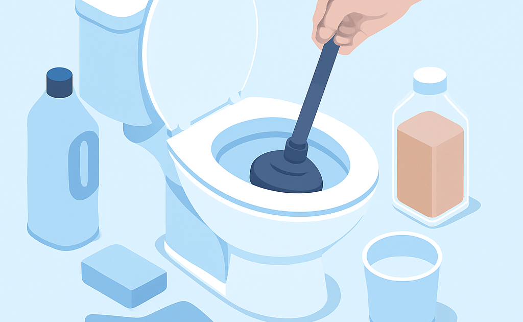 Ilustracao BoraDicas tutorial como desentupir descarga entupida com metodos caseiros