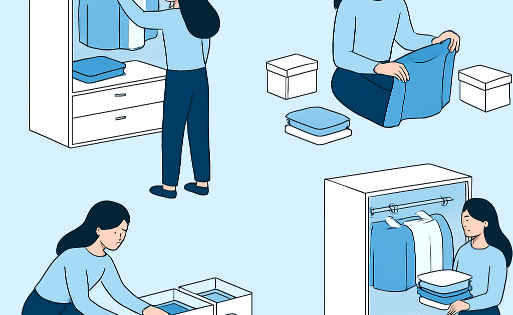 Ilustracao BoraDicas tutorial como destralhar guarda-roupa pelo metodo KonMari
