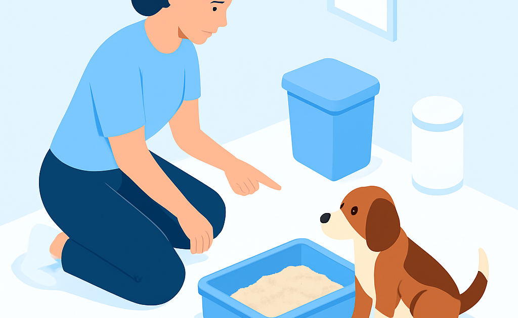 Ilustracao BoraDicas tutorial como ensinar cachorro usar banheiro no lugar certo
