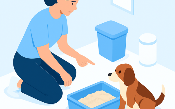 Ilustracao BoraDicas tutorial como ensinar cachorro usar banheiro no lugar certo