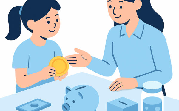 Ilustracao BoraDicas tutorial educacao financeira para criancas com mesada e cofrinho