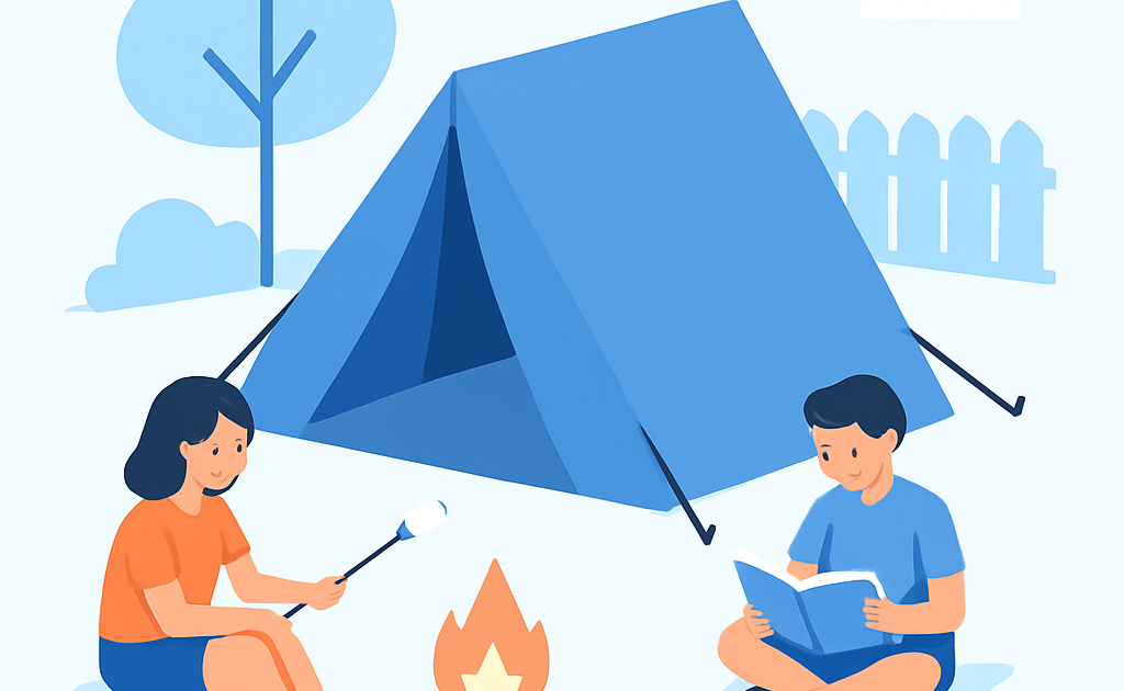 Ilustracao BoraDicas tutorial acampamento quintal criancas