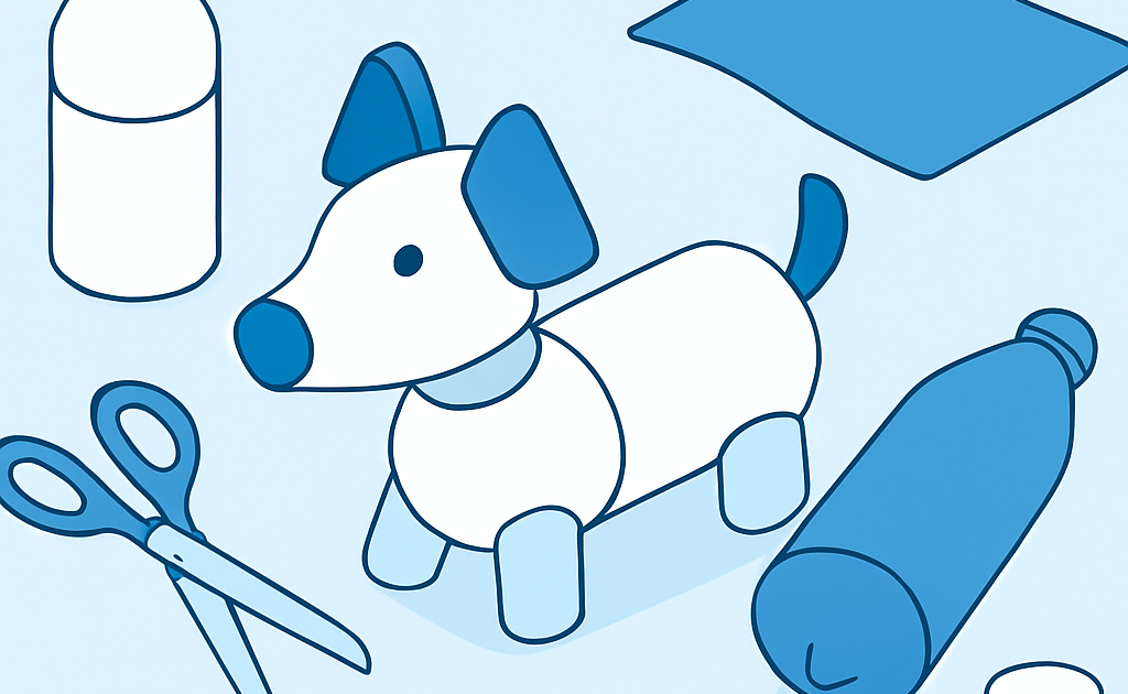 Ilustracao BoraDicas tutorial como fazer brinquedo de cachorro com garrafa PET reciclada