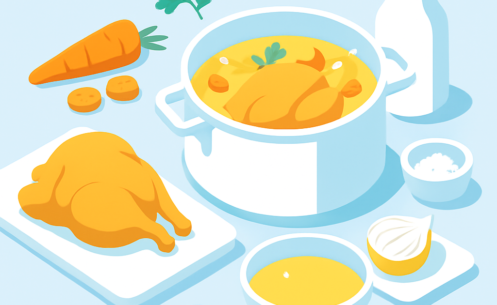Ilustracao BoraDicas tutorial como fazer caldo de galinha caseiro