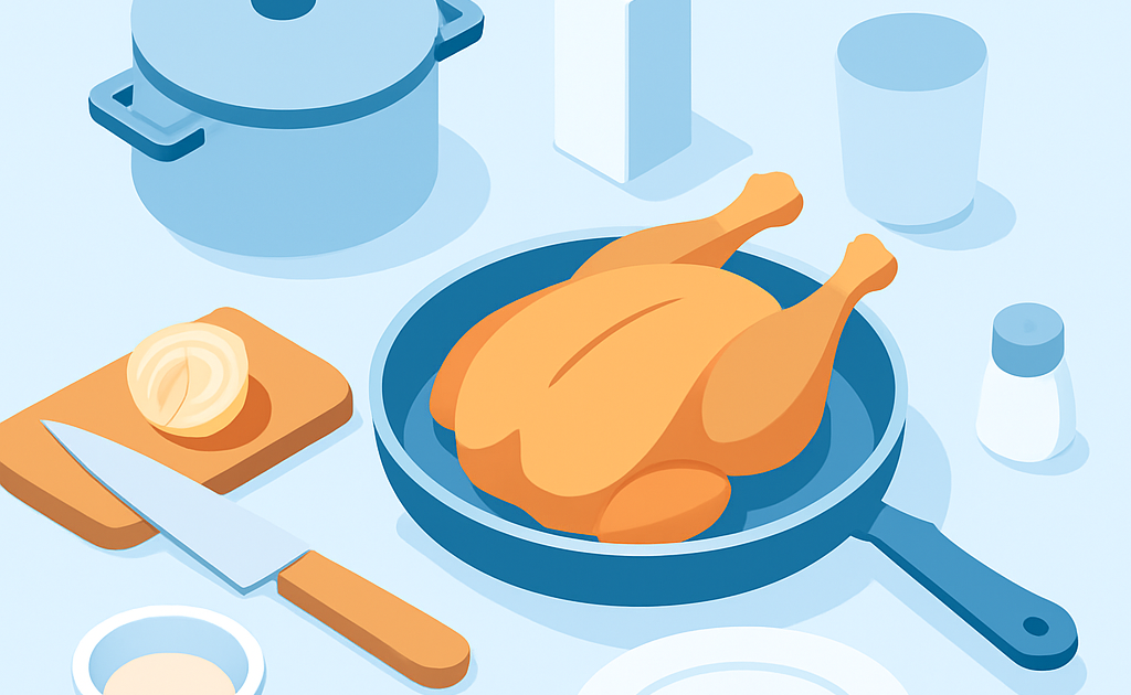 Ilustracao BoraDicas tutorial como fazer frango assado na panela
