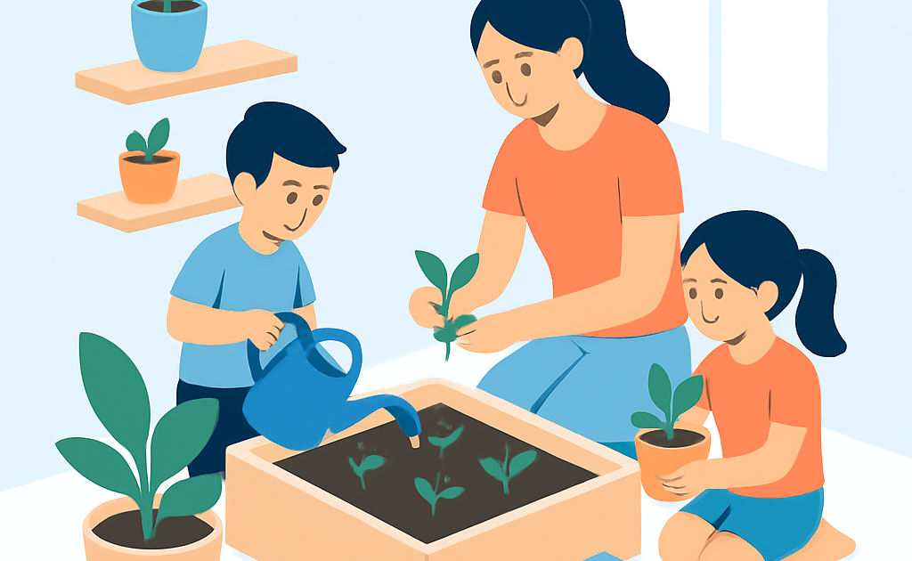 Ilustracao BoraDicas tutorial como fazer horta com criancas em casa