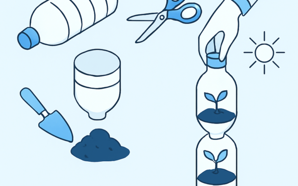 Ilustracao BoraDicas tutorial horta vertical garrafa PET passo a passo
