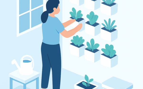 Ilustracao BoraDicas tutorial horta vertical na parede com garrafas PET