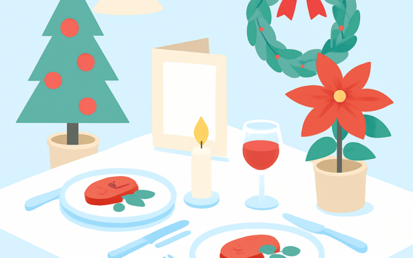 Ilustracao BoraDicas tutorial jantar natal romantico a dois em casa