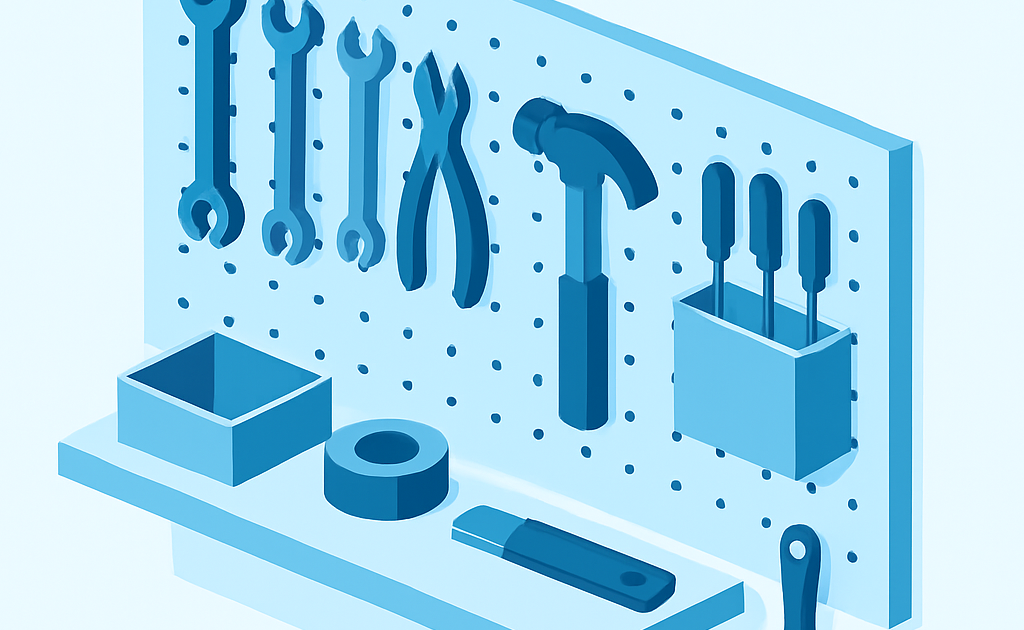 Ilustracao BoraDicas tutorial painel ferramentas pegboard garagem DIY