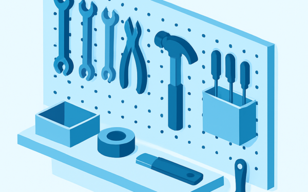 Ilustracao BoraDicas tutorial painel ferramentas pegboard garagem DIY