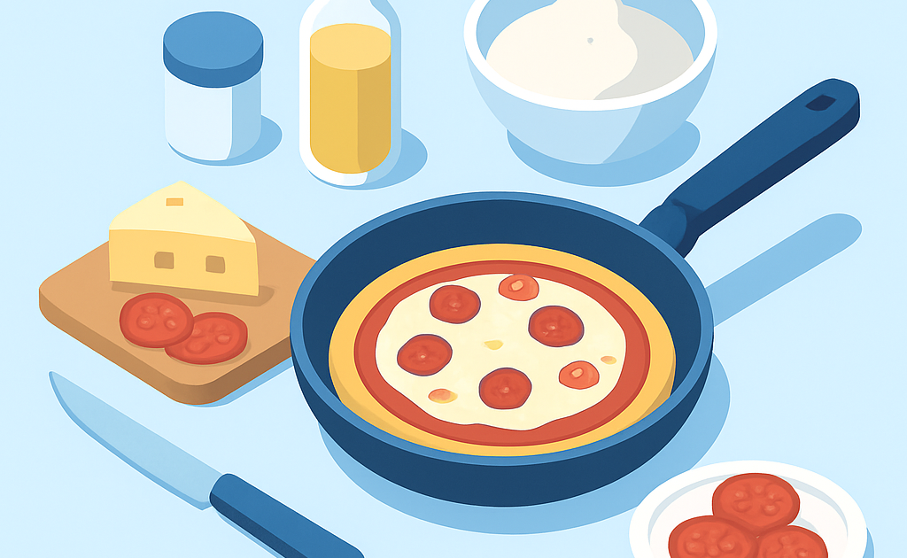 Ilustracao BoraDicas tutorial como fazer pizza caseira na frigideira