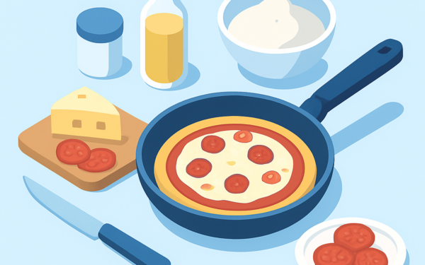 Ilustracao BoraDicas tutorial como fazer pizza caseira na frigideira