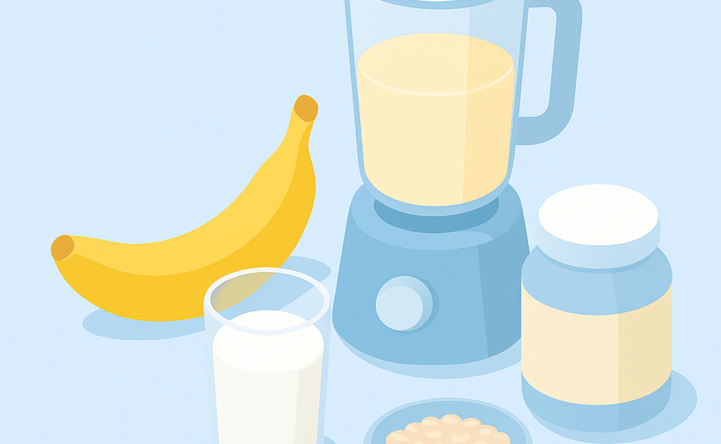 Ilustracao BoraDicas tutorial como fazer smoothie de banana proteico