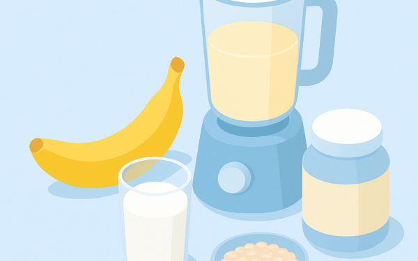 Ilustracao BoraDicas tutorial como fazer smoothie de banana proteico
