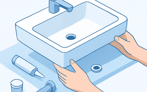 Ilustracao BoraDicas tutorial como instalar cuba de banheiro com ferramentas e materiais
