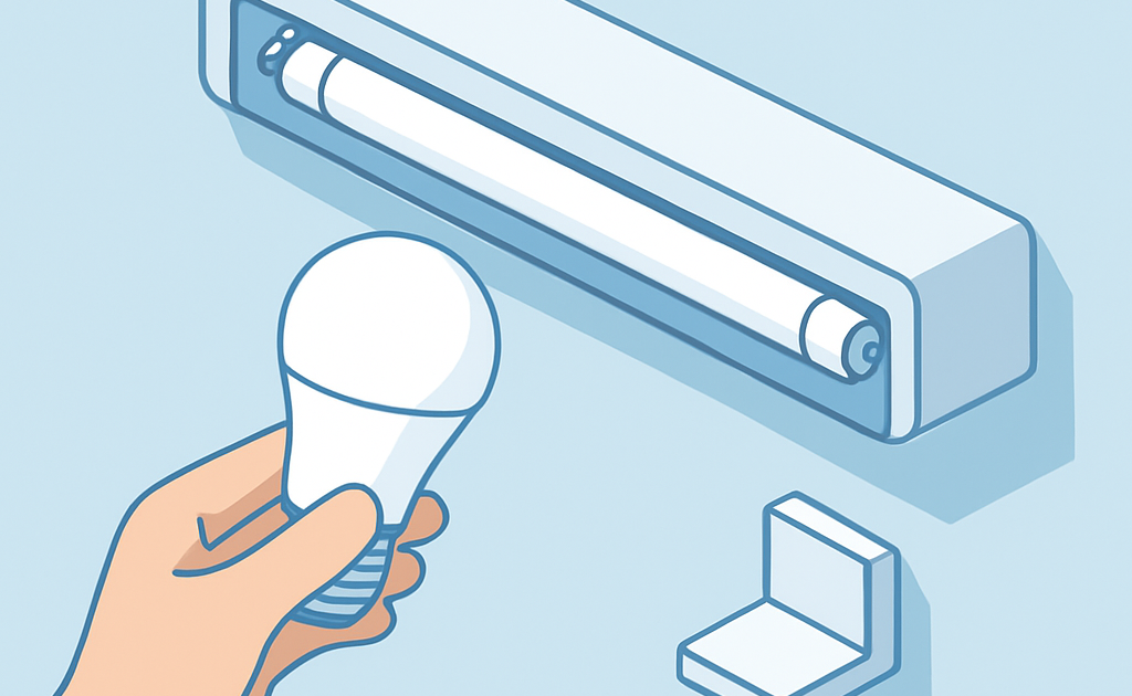 Ilustracao BoraDicas tutorial instalacao lampada LED tubular substituindo fluorescente