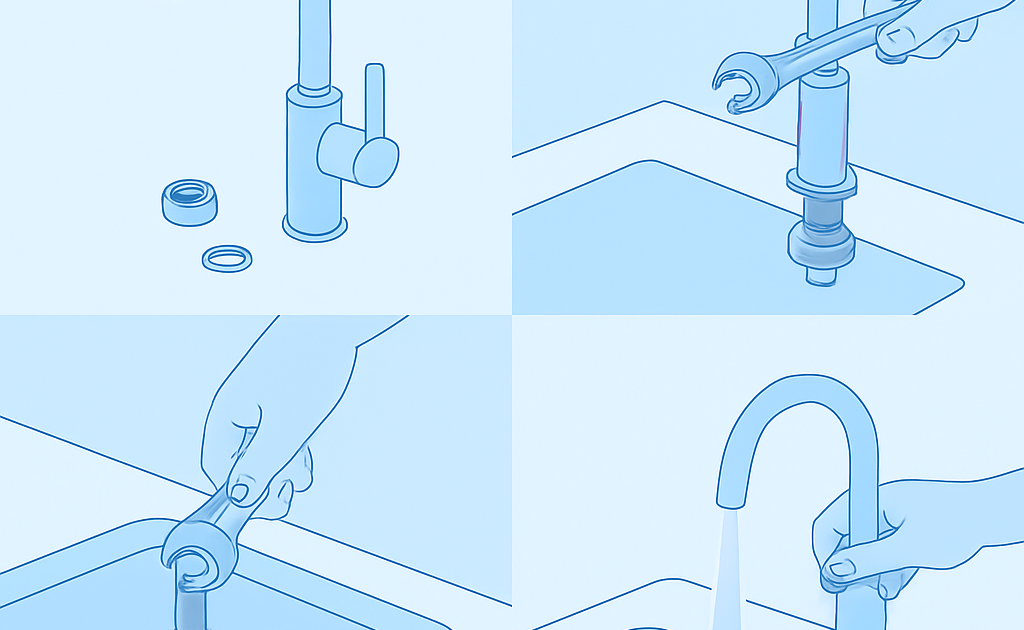 Ilustracao BoraDicas tutorial como instalar torneira de cozinha nova passo a passo