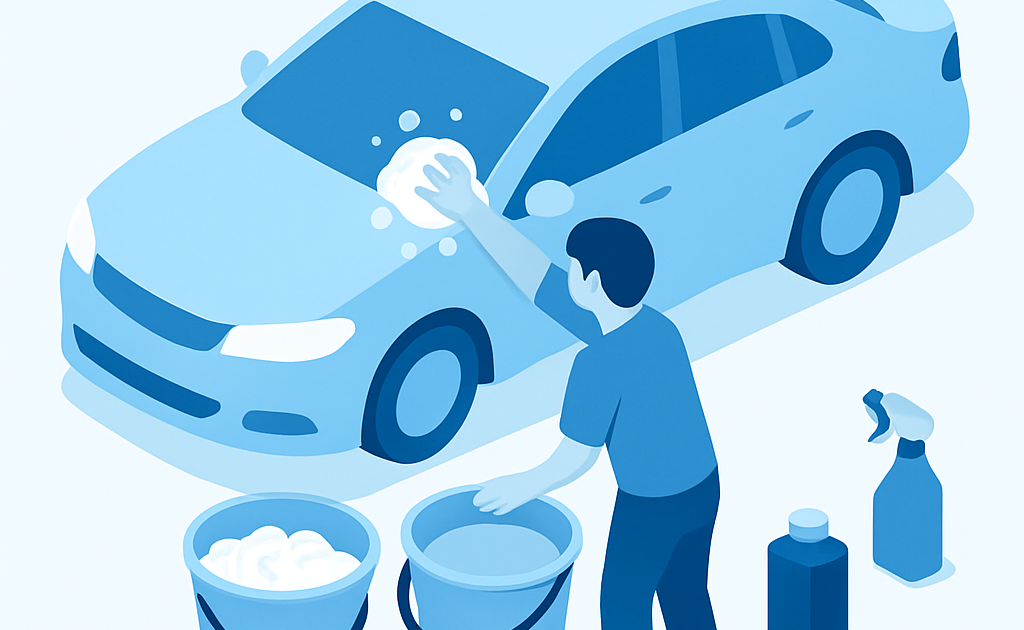 Ilustracao BoraDicas tutorial como lavar carro em casa sem riscar com tecnica two bucket wash