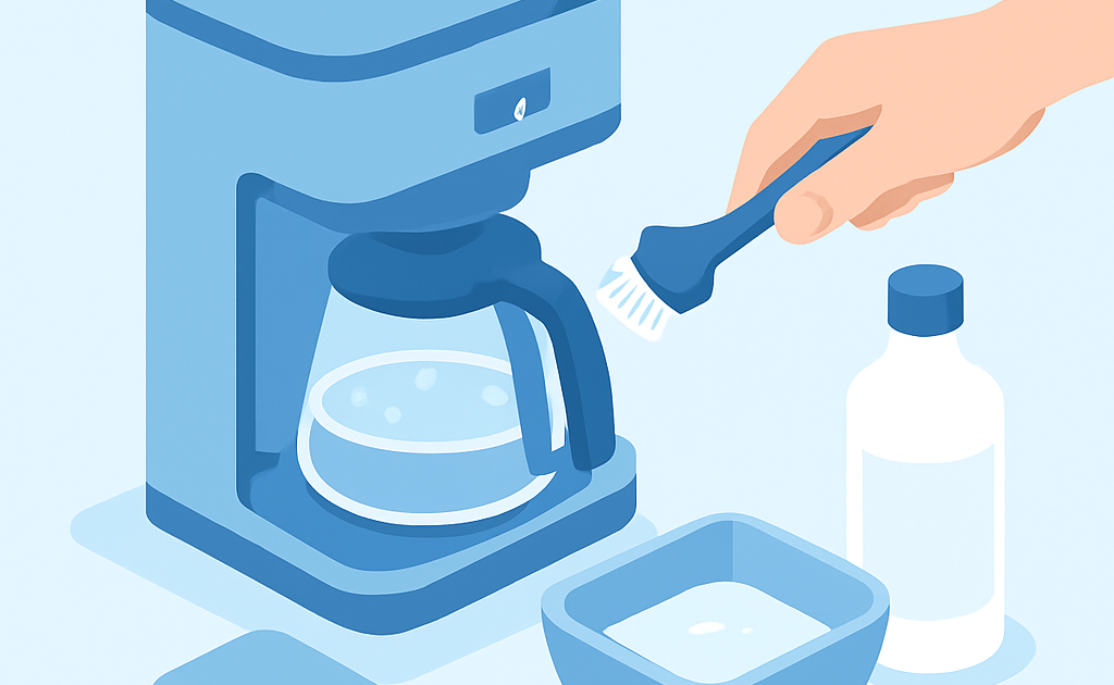 Ilustracao BoraDicas tutorial como limpar cafeteira com vinagre