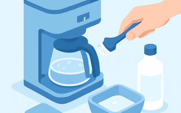 Ilustracao BoraDicas tutorial como limpar cafeteira com vinagre