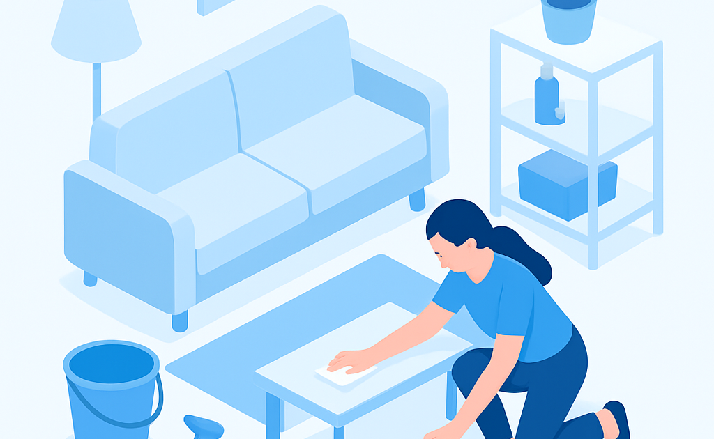 Ilustração BoraDicas tutorial como limpar casa rápido antes do Carnaval