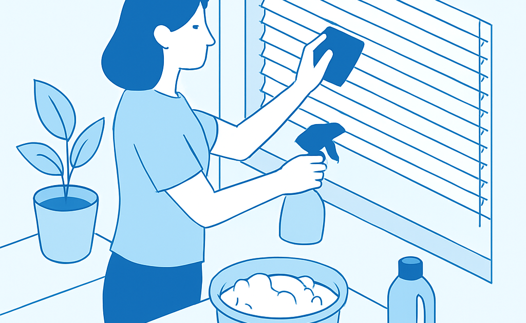 Ilustracao BoraDicas tutorial sobre como limpar persiana horizontal em casa