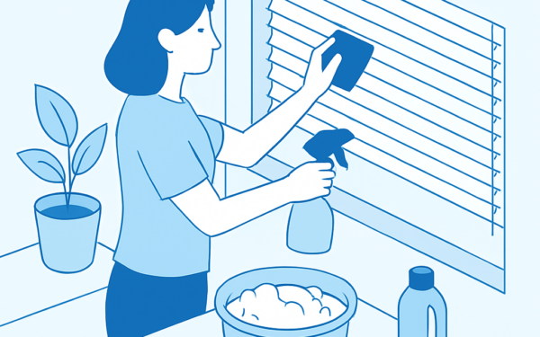 Ilustracao BoraDicas tutorial sobre como limpar persiana horizontal em casa