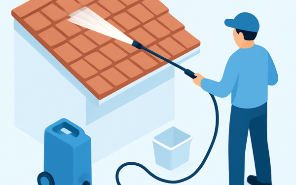 Ilustracao BoraDicas tutorial como limpar telhado com pressao sem subir