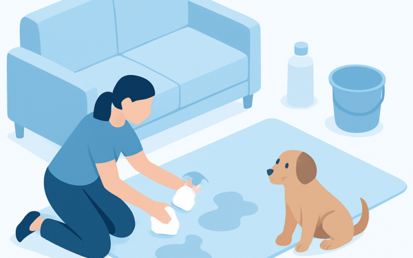 Ilustracao BoraDicas tutorial como limpar xixi de cachorro do sofa
