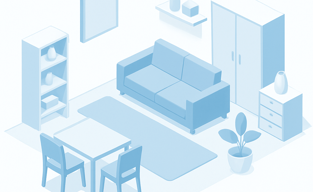 Ilustracao BoraDicas tutorial sobre como organizar casa pequena para parecer grande