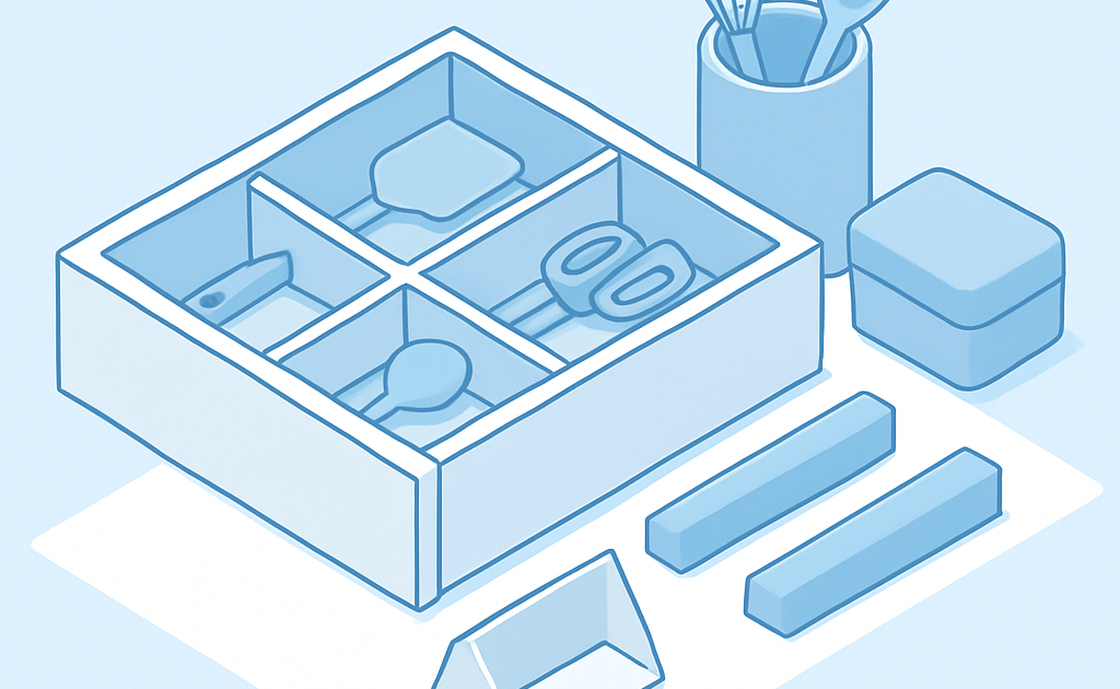 Ilustracao BoraDicas tutorial como organizar gaveteiro cozinha pequeno com divisorias DIY