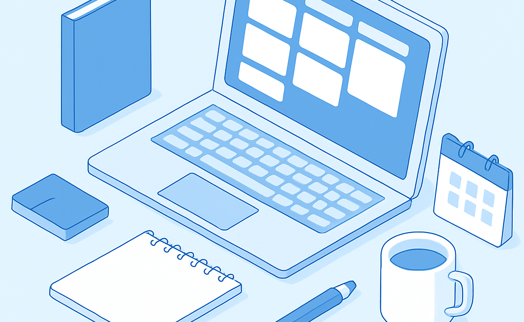 Ilustração mostrando tutorial passo a passo de como organizar projetos com Trello no computador