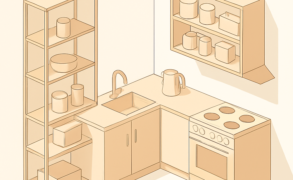 como otimizar espaco em cozinha com prateleiras modulares passo a passo BoraDica
