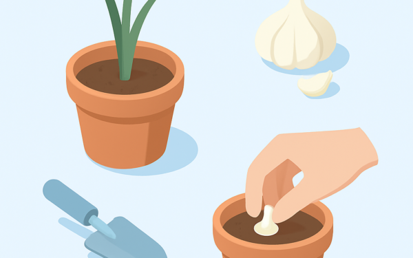 Ilustracao BoraDicas tutorial como plantar alho em vaso