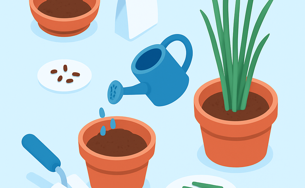 Ilustracao BoraDicas tutorial como plantar cebolinha em vaso
