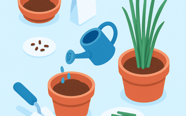 Ilustracao BoraDicas tutorial como plantar cebolinha em vaso