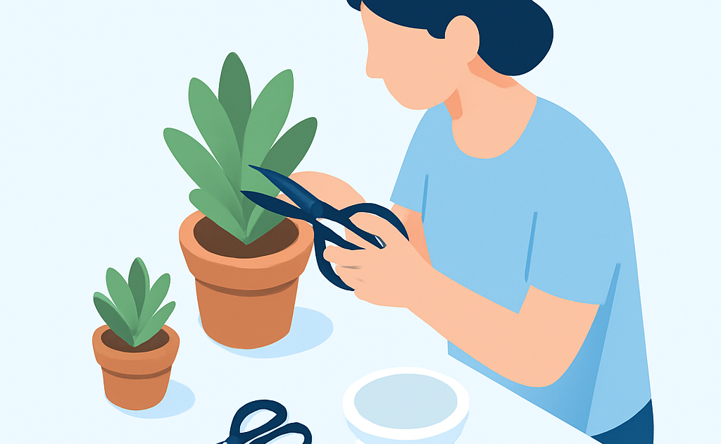 Ilustracao BoraDicas tutorial como podar suculentas corretamente