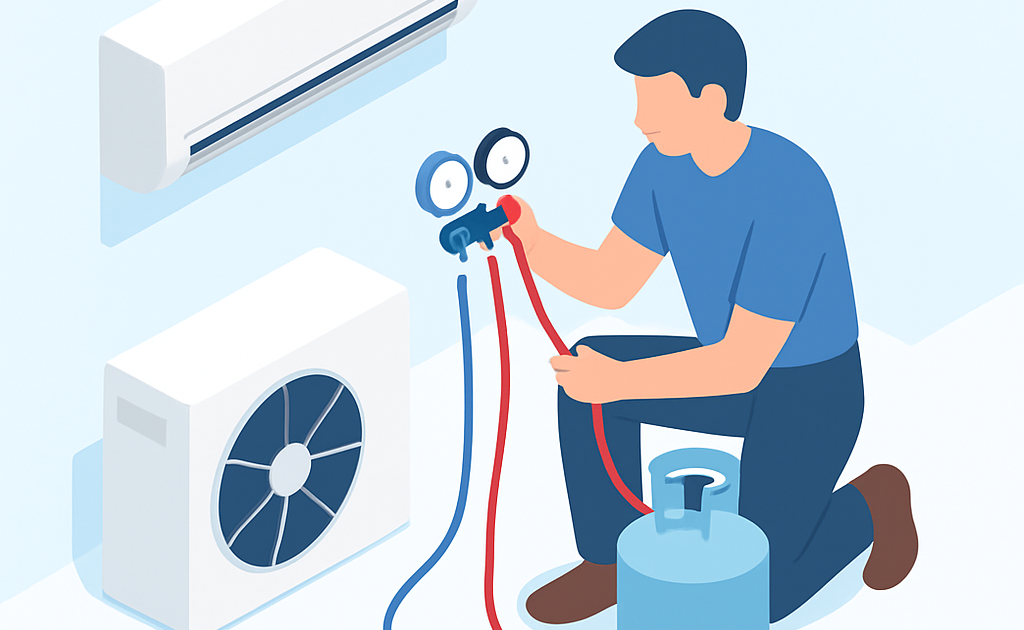 Ilustracao BoraDicas tutorial como recarregar gas ar condicionado com manifold
