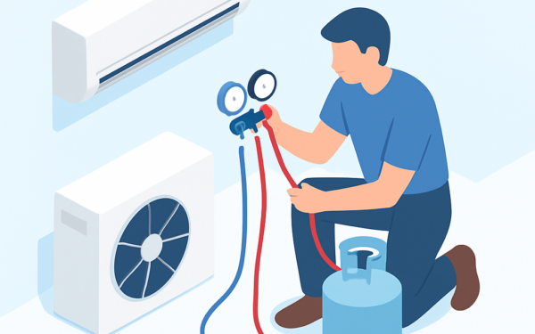 Ilustracao BoraDicas tutorial como recarregar gas ar condicionado com manifold