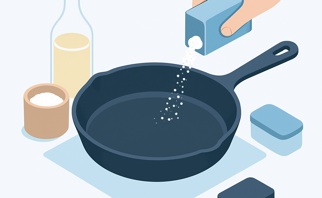 Ilustracao BoraDicas tutorial como temperar frigideira de ferro