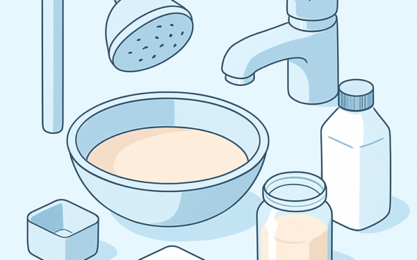 Ilustracao BoraDicas tutorial como tirar calcario do chuveiro com vinagre e bicarbonato