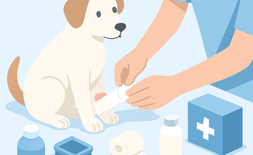 Ilustracao BoraDicas tutorial sobre como tratar ferida em pet em casa com primeiros socorros