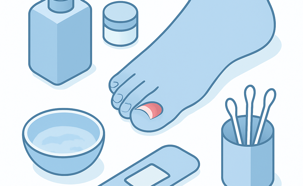 Ilustracao BoraDicas tutorial como tratar unha encravada em casa com materiais simples